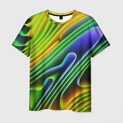 Футболка мужская Цветные неоновые полосы Абстракция Color neon patt, цвет: 3D-принт