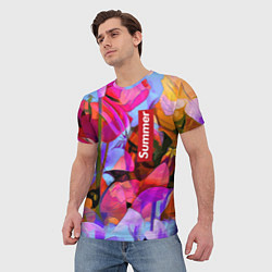 Футболка мужская Красочный летний цветочный паттерн Summer color pa, цвет: 3D-принт — фото 2