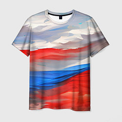Футболка мужская Флаг России в красках, цвет: 3D-принт