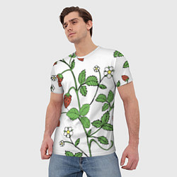Футболка мужская Цветы Земляники Лесной, цвет: 3D-принт — фото 2