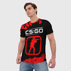 Футболка мужская CS:GO лого с линиями и спецназом, цвет: 3D-принт — фото 2