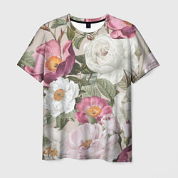 Мужская футболка Цветы Розовый Сад Пион и Роз