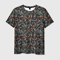 Мужская футболка Разноцветная абстракция Black