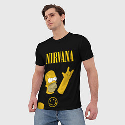 Футболка мужская NIRVANA ГОМЕР СИМПСОН, SIMPSONS, цвет: 3D-принт — фото 2