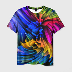 Мужская футболка Абстрактная неоновая композиция Abstract neon comp