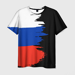 Мужская футболка Российский триколор на темном фоне