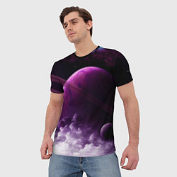 Футболка мужская PURPLE GALAXY лиловая галактика, цвет: 3D-принт — фото 2