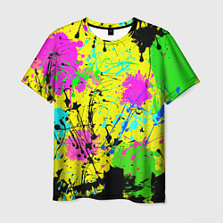 Мужская футболка Абстрактная картина в разноцветный неоновых тонах