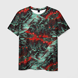 Мужская футболка Красно-Белая Вулканическая Лава