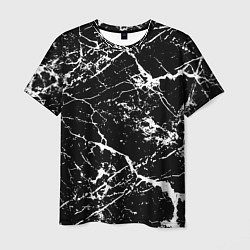 Мужская футболка Текстура чёрного мрамора Texture of black marble