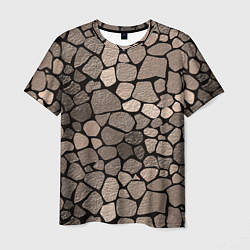 Мужская футболка Черно-коричневая текстура камня