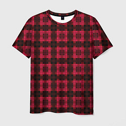 Мужская футболка Красно-черный узор в клетку шотландка