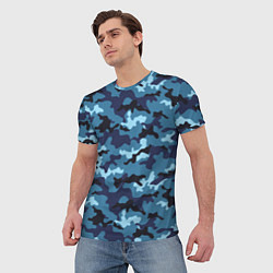 Футболка мужская Камуфляж Тёмно-Синий Camouflage Dark-Blue, цвет: 3D-принт — фото 2