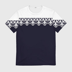 Мужская футболка Белое кружево на темном синем фоне