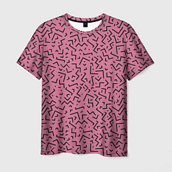 Мужская футболка Минималистический паттерн на розовом фоне