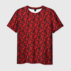 Мужская футболка Красные психоделический смайлы