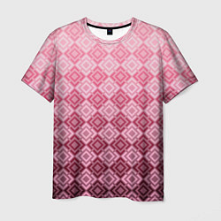 Футболка мужская Розовый геометрический градиентный узор, цвет: 3D-принт