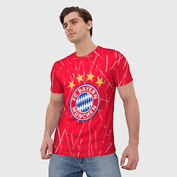 Футболка мужская Bayern munchen белые царапины на красном фоне, цвет: 3D-принт — фото 2
