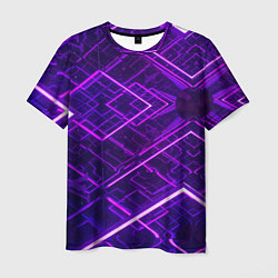 Мужская футболка Неоновые ромбы в абстракции - Фиолетовый