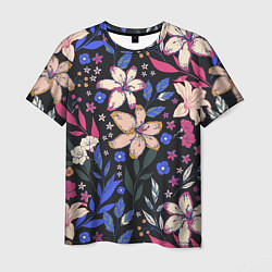 Мужская футболка Цветы Красочные Лилии В Саду