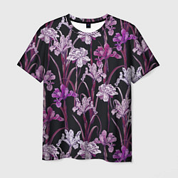 Мужская футболка Цветы Фиолетовые Ирисы