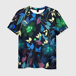 Мужская футболка Color summer night Floral pattern