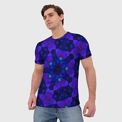 Футболка мужская Калейдоскоп -геометрический сине-фиолетовый узор, цвет: 3D-принт — фото 2