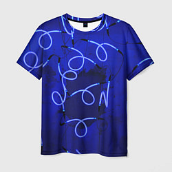 Футболка мужская Неоновые закрученные фонари - Синий, цвет: 3D-принт
