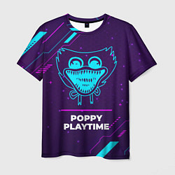 Футболка мужская Символ Poppy Playtime в неоновых цветах на темном, цвет: 3D-принт