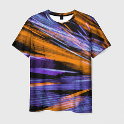 Мужская футболка Неоновые прерывающиеся линии - Оранжевый и фиолето