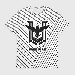 Мужская футболка Символ Free Fire на светлом фоне с полосами