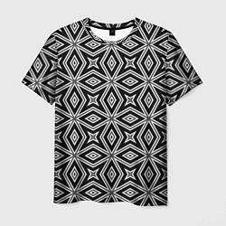Мужская футболка Черно-белый узор геометрический ромбы
