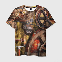 Мужская футболка Механистическая композиция из шестерёнок и цепей С