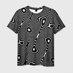 Мужская футболка Чёрно-белая стилизованная поверхность воды Wave pa