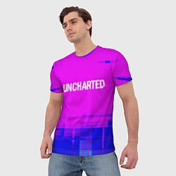 Футболка мужская Uncharted Glitch Text Effect, цвет: 3D-принт — фото 2