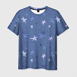 Мужская футболка Gray-Blue Star Pattern