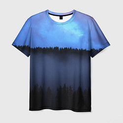 Мужская футболка Неоновое небо над лесом
