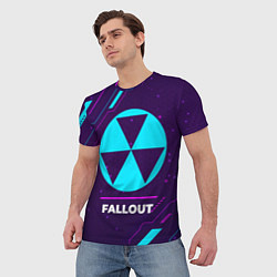 Футболка мужская Символ Fallout в неоновых цветах на темном фоне, цвет: 3D-принт — фото 2