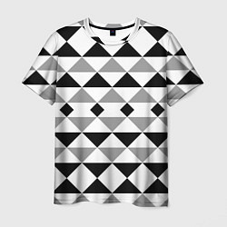 Мужская футболка Черно-белый геометрический узор треугольники