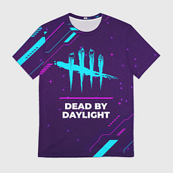 Футболка мужская Символ Dead by Daylight в неоновых цветах на темно, цвет: 3D-принт