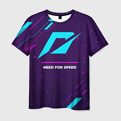 Футболка мужская Символ Need for Speed в неоновых цветах на темном, цвет: 3D-принт