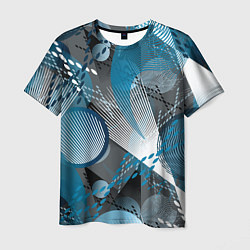 Футболка мужская Абстрактный серо-синий принт, цвет: 3D-принт
