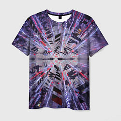 Мужская футболка Неоновый абстрактный коридор - Фиолетовый
