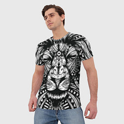 Футболка мужская Черно белый Африканский Лев Black and White Lion, цвет: 3D-принт — фото 2