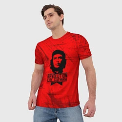 Футболка мужская Че Гевара - на красном фоне, цвет: 3D-принт — фото 2