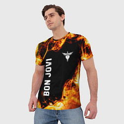 Футболка мужская Bon Jovi и Пылающий Огонь, цвет: 3D-принт — фото 2