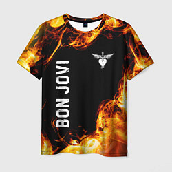Футболка мужская Bon Jovi и Пылающий Огонь, цвет: 3D-принт