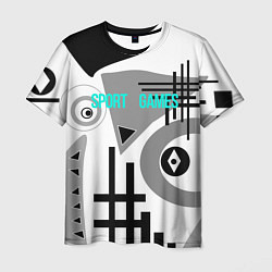 Мужская футболка SPORT GAMES черно-белый абстрактный узор