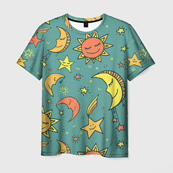 Мужская футболка Солнце, Луна и Звёзды