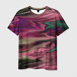 Мужская футболка Абстрактный размытый узор в розово-зеленых цветах